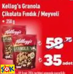 KELLOG’S GRANOLA ÇİKOLATA FINDIK / MEYVELİ